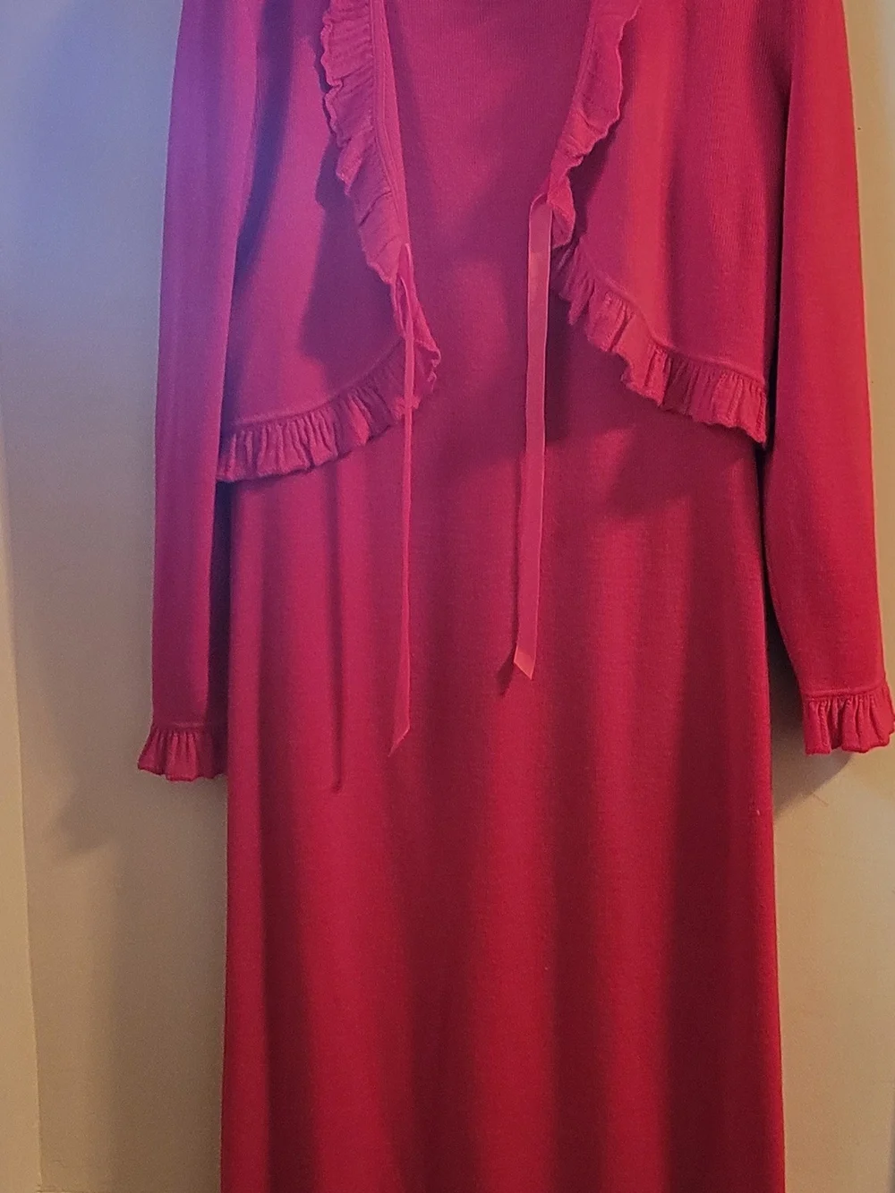 Liz Claiborne Red Sweater Maxi Dress Sz Large Matching Bolero Jacket Christmas